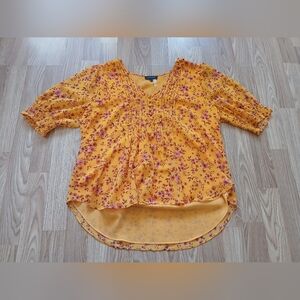 1. State Floral Yellow Orange Blouse